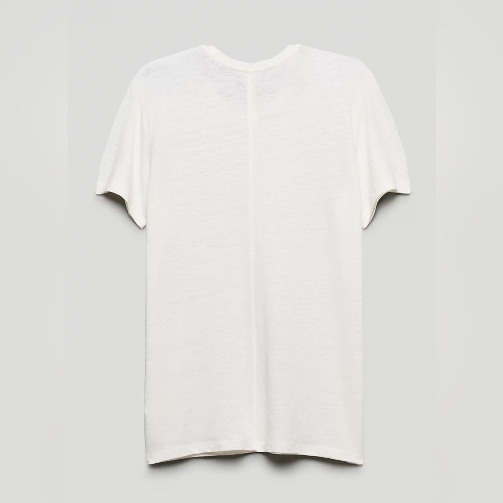 Aritzia The Group by Babaton Lagarde Linen T-Shirt Ivory Short Sleeve - Picture 7 of 7